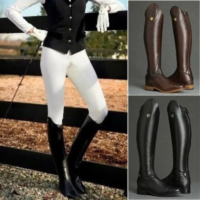 Women's High-Knee PU Leather Riding Boots