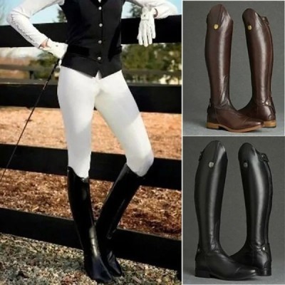 Women's High-Knee PU Leather Riding Boots
