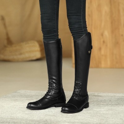 Mezereon Unisex Leather Riding Boots - Classic Design