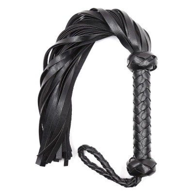 Leather Horse Riding Whip with Woven Handle