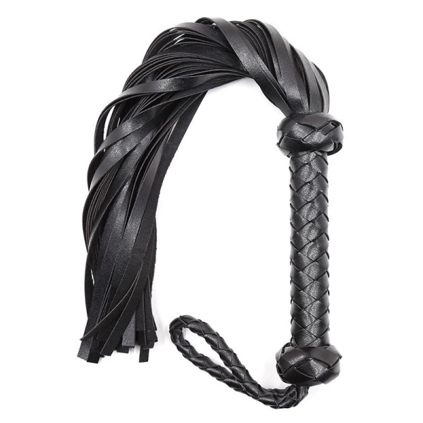 Leather Horse Riding Whip with Woven Handle