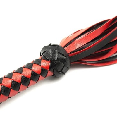 Leather Horse Riding Whip with Woven Handle