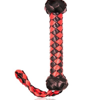 Leather Horse Riding Whip with Woven Handle