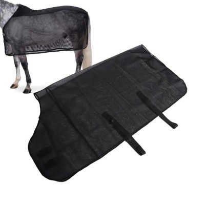 horse wearing a breathable summer fly sheet