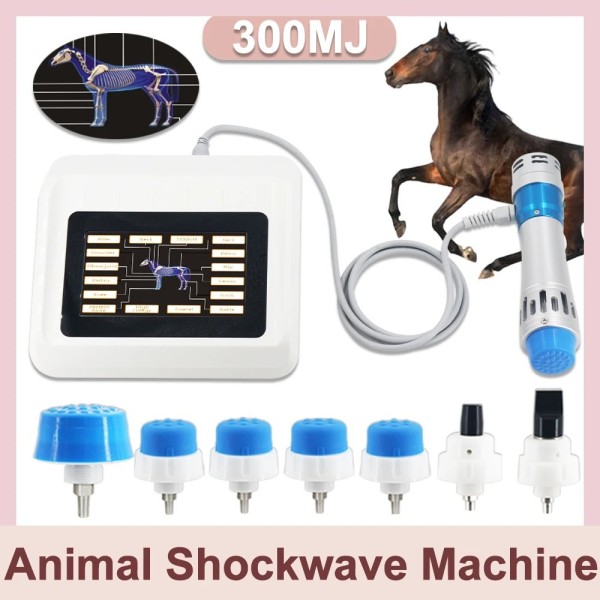 Professional equine shockwave massager with 300MJ output and 7 interchangeable heads