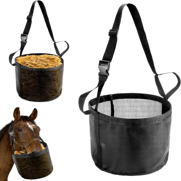Leak-proof horse grazing muzzle with adjustable straps for controlled feeding