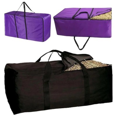 Waterproof horse hay bag foldable design with reinforced handles