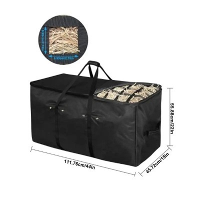 Large capacity horse hay bag with reinforced handles and size dimensions
